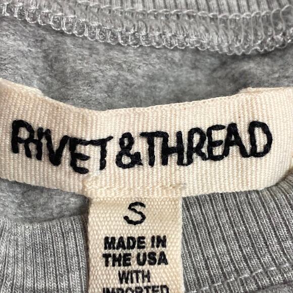 Madewell Rivet & Thread Crop Sweatshirt Heather Gray Small Sweater Loungewear - Picture 8 of 8